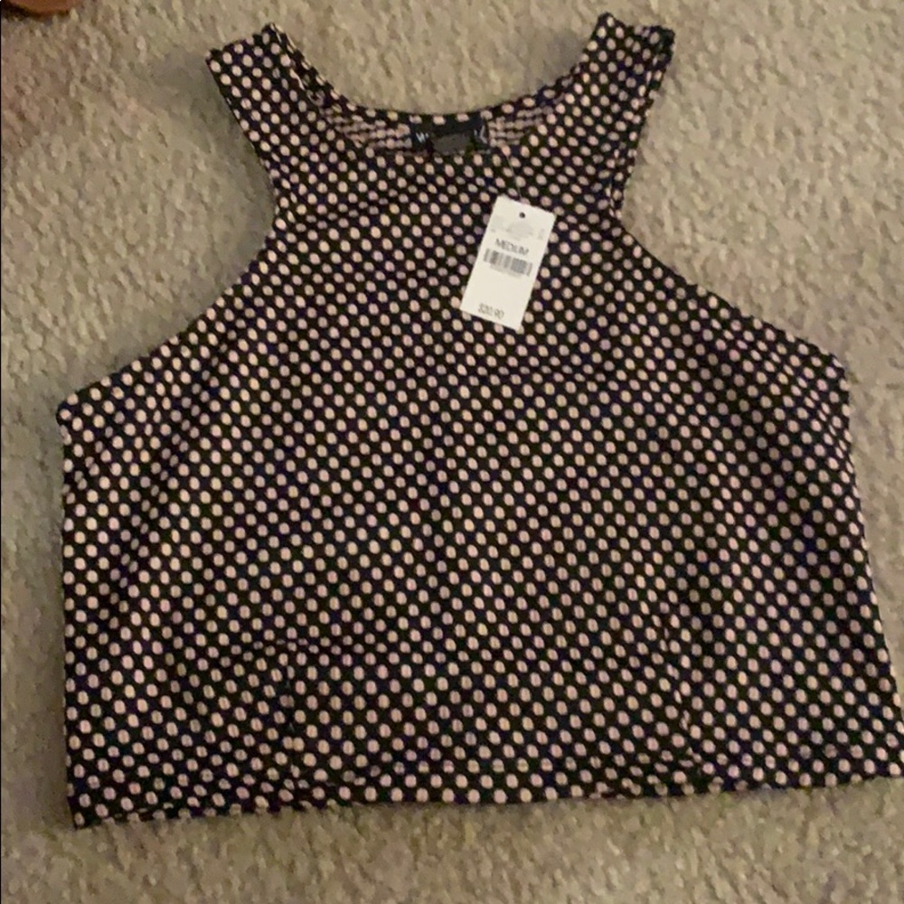 Black and pink dotted crop top